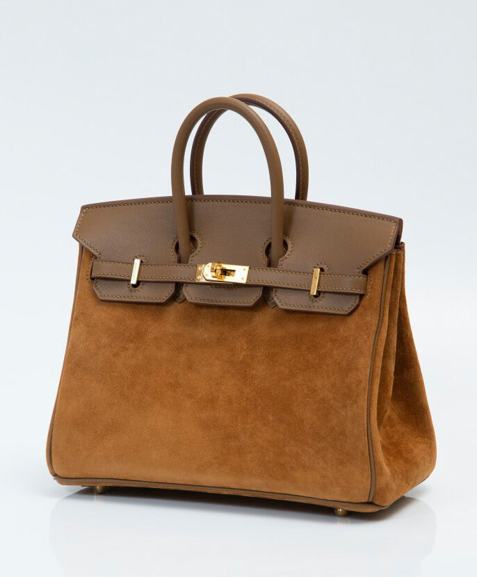 Hermes Birkin 25 Gris Caillou & Etoupe Grizzly and Swift Palladium Hardware Coffee