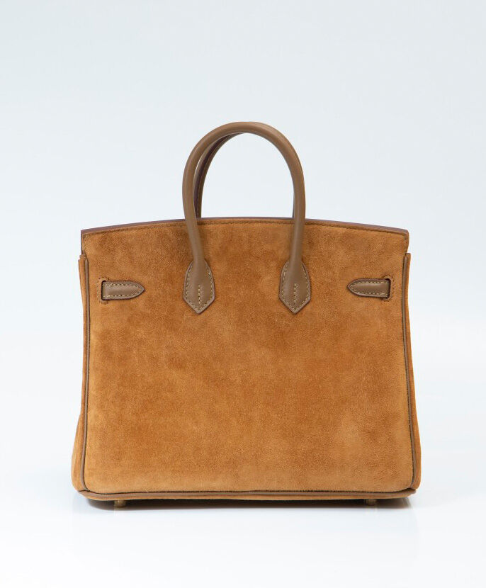 Hermes Birkin 25 Gris Caillou & Etoupe Grizzly and Swift Palladium Hardware Coffee