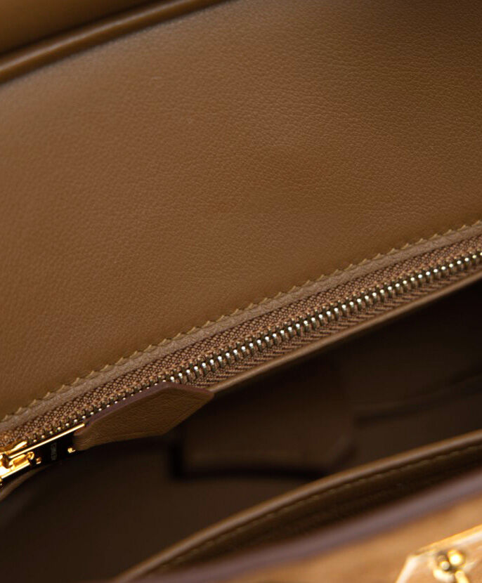 Hermes Birkin 25 Gris Caillou & Etoupe Grizzly and Swift Palladium Hardware Coffee