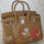 Hermes Birkin 25 In & Out Biscuit Swift Palladium Hardware Coffee