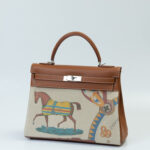 Hermes Covers and Daywear Returns Kelly 32cm of Fauve Barenia Leather Coffee