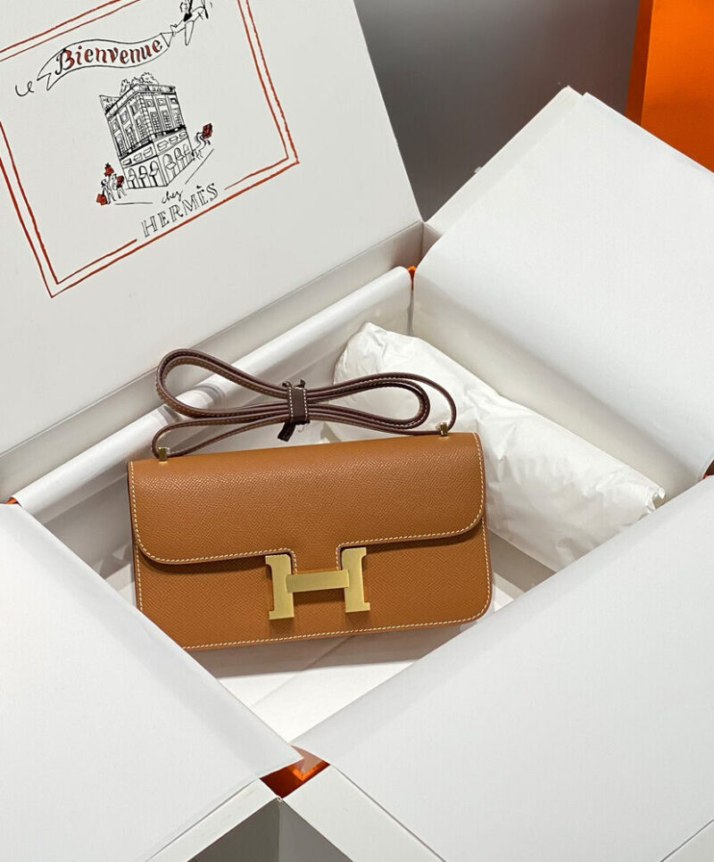 Hermes Constance Elan Long Clutch Etoupe Epsom