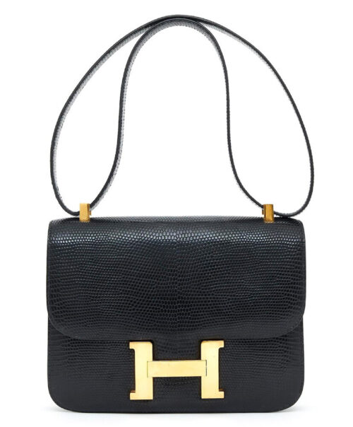 Hermes Constance Mini Lizard Skin Black