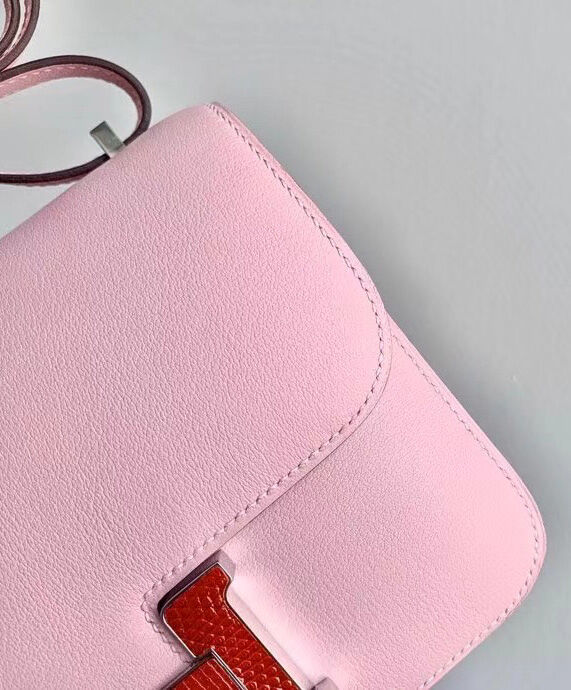 Hermes Constance 18 Mini Bag Swift Leather Lizard Buckle Pink