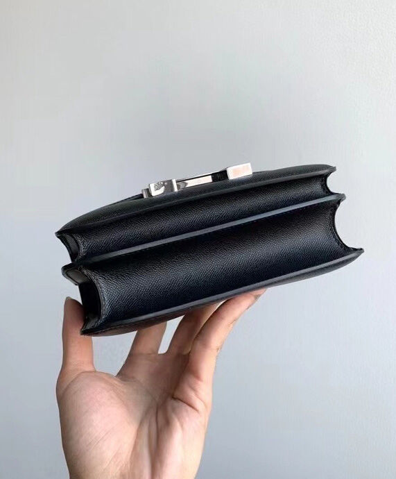 Hermes Constance 18 Mini Bag Epsom Leather Lizard Buckle Black