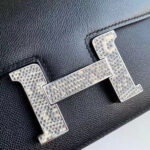 Hermes Constance 18 Mini Bag Epsom Leather Lizard Buckle Black
