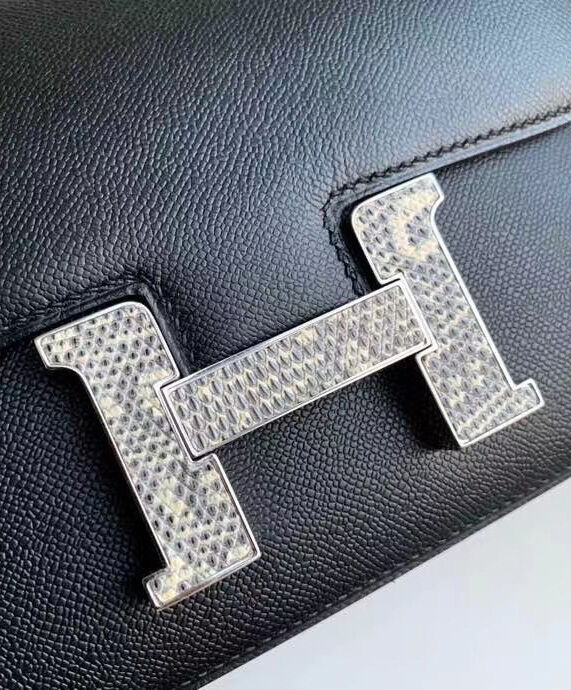 Hermes Constance 18 Mini Bag Epsom Leather Lizard Buckle Black