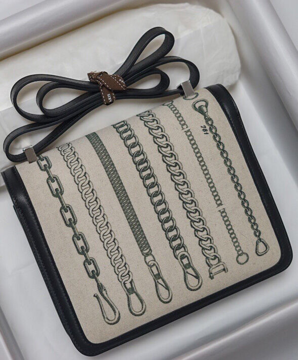 Hermes Constance 24 Limited Edition De Camp Dechainee Toile Bag Black