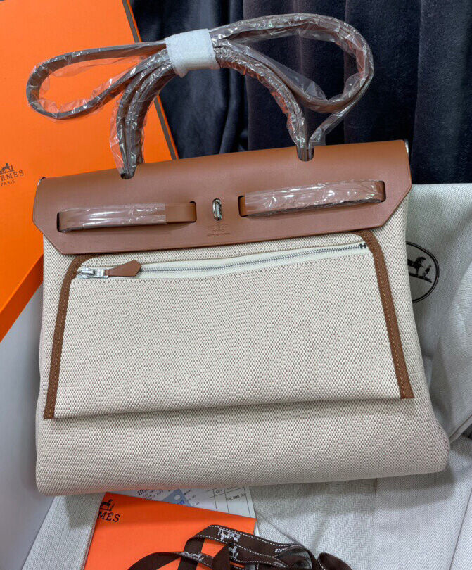 Hermes Herbag Zip Pegase Pop PM 31 Capucine Bag Coffee
