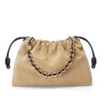 Loewe Large Flamenco Purse In Suede Calfskin Apricot
