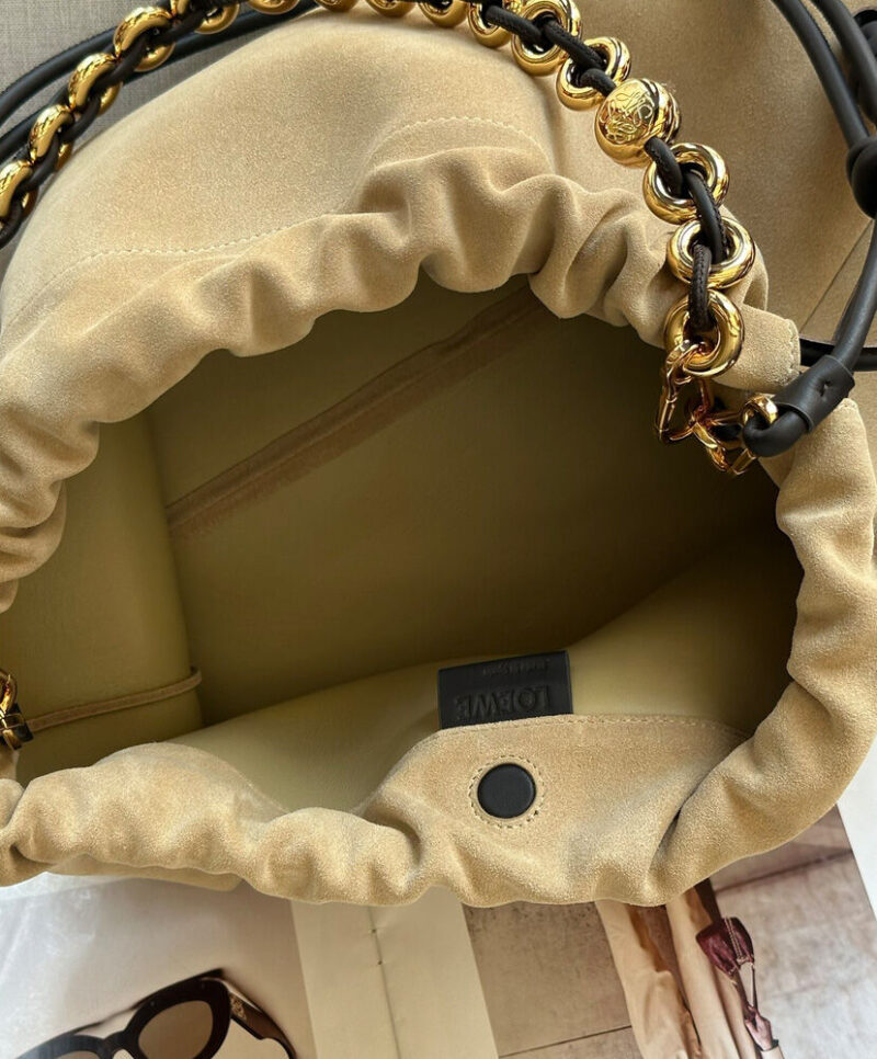 Loewe Large Flamenco Purse In Suede Calfskin Apricot