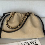 Loewe Large Flamenco Purse In Suede Calfskin Apricot