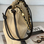 Loewe Large Flamenco Purse In Suede Calfskin Apricot