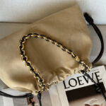 Loewe Large Flamenco Purse In Suede Calfskin Apricot