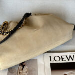 Loewe Large Flamenco Purse In Suede Calfskin Apricot