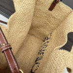 Loewe Medium Font Tote In Raffia Apricot