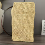 Loewe Medium Font Tote In Raffia Apricot