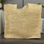 Loewe Medium Font Tote In Raffia Apricot