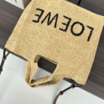 Loewe Medium Font Tote In Raffia Apricot