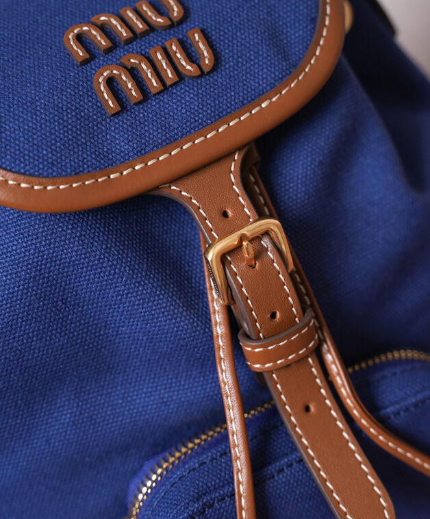 Miumiu Canvas And Leather Backpack 5BZ043