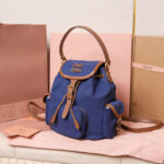 Miumiu Canvas And Leather Backpack 5BZ043