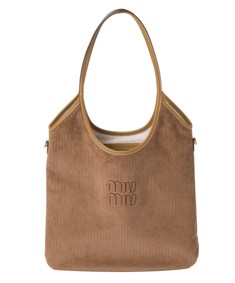Miumiu IVY Corduroy Shopping Bag Coffee