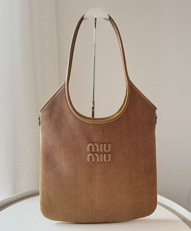 Miumiu IVY Corduroy Shopping Bag Coffee