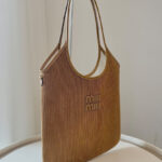 Miumiu IVY Corduroy Shopping Bag Coffee
