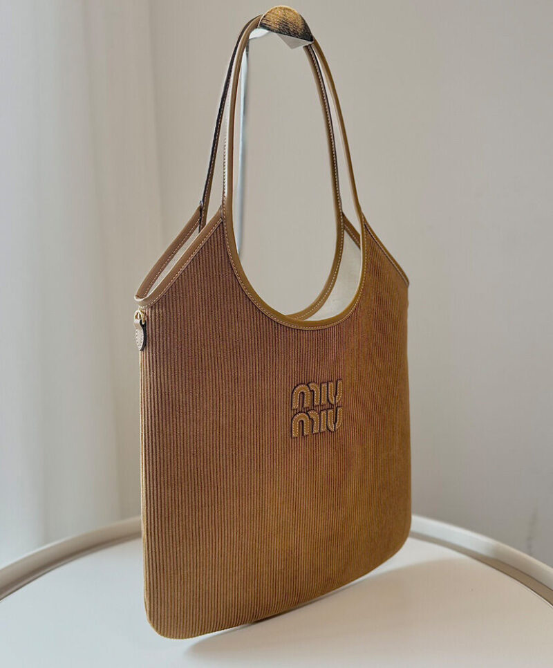 Miumiu IVY Corduroy Shopping Bag Coffee