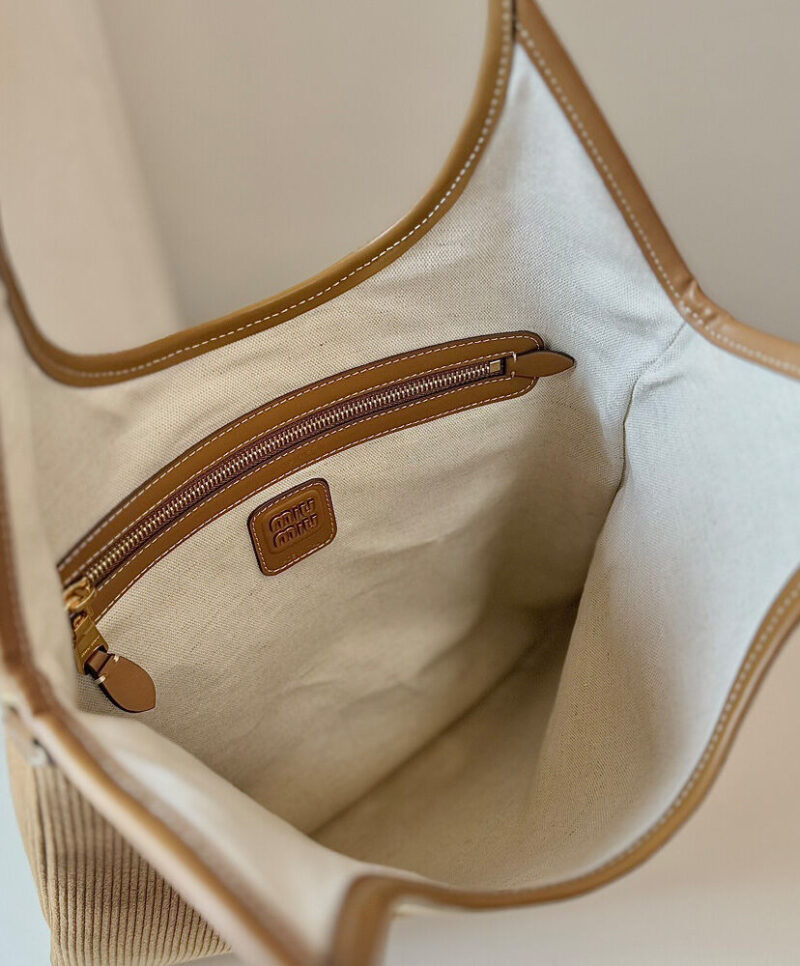 Miumiu IVY Corduroy Shopping Bag Coffee