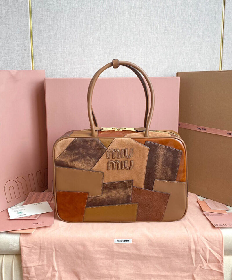 Miumiu Leather Patchwork Beau bag Coffee
