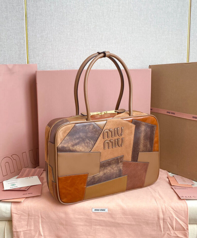 Miumiu Leather Patchwork Beau bag Coffee