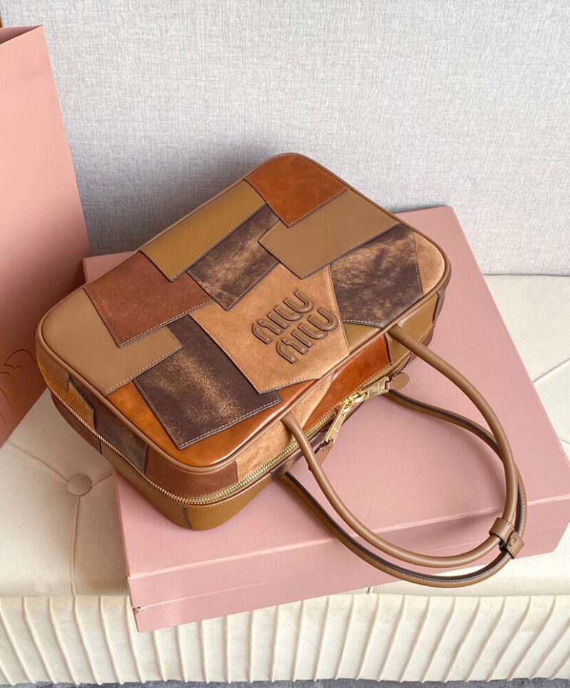 Miumiu Leather Patchwork Beau bag Coffee