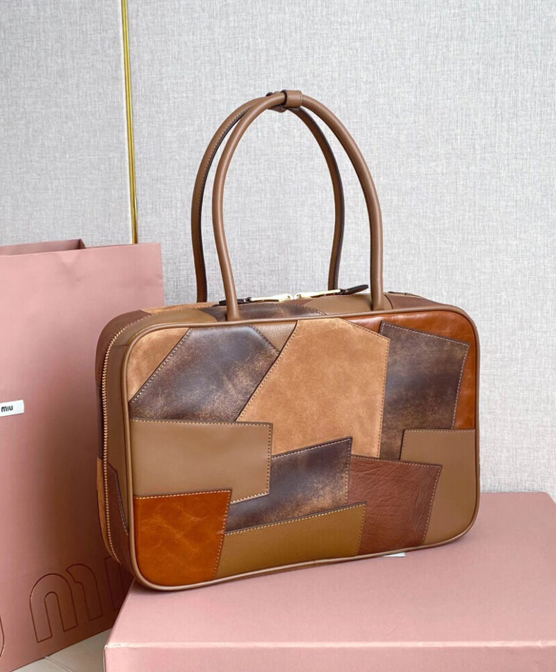 Miumiu Leather Patchwork Beau bag Coffee