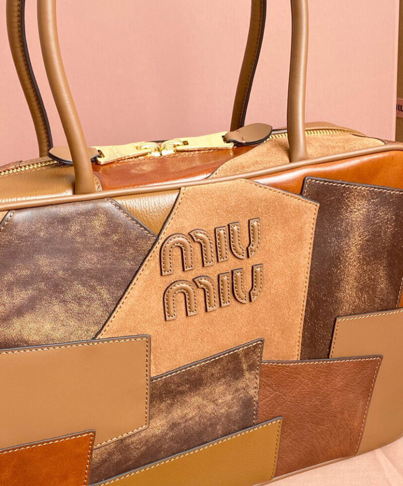 Miumiu Leather Patchwork Beau bag Coffee