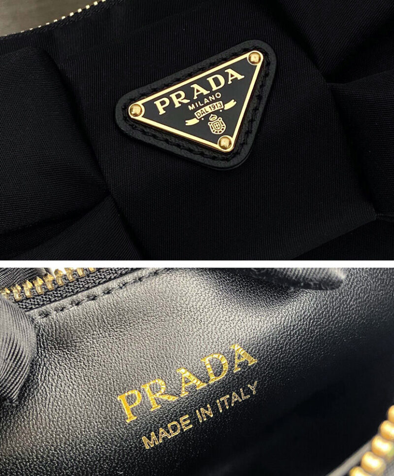 Prada Re-Nylon And Nappa Leather Mini-bag With Bow 1BC241 Black