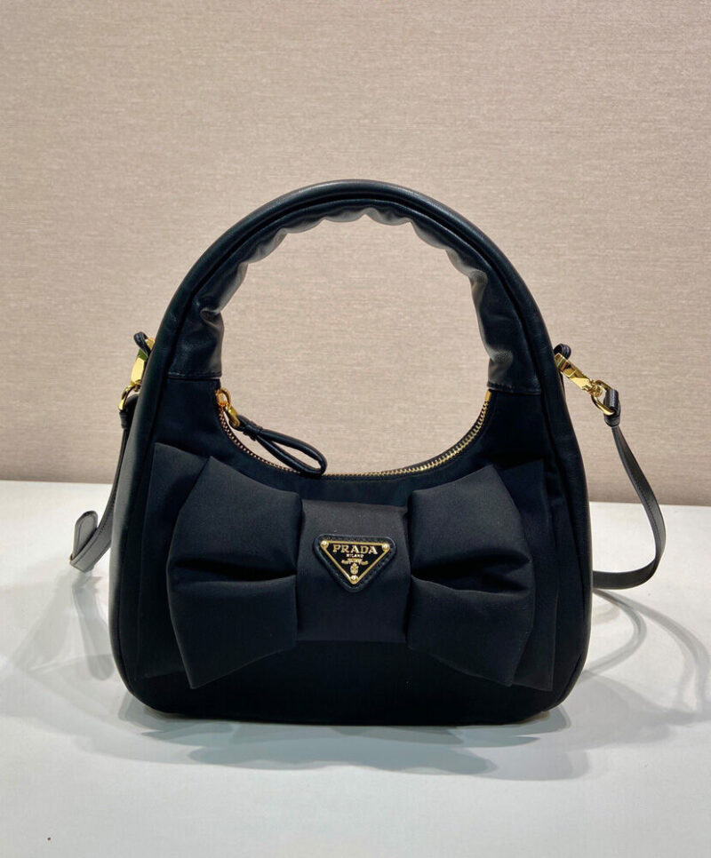 Prada Re-Nylon And Nappa Leather Mini-bag With Bow 1BC241 Black