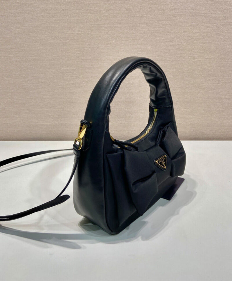 Prada Re-Nylon And Nappa Leather Mini-bag With Bow 1BC241 Black