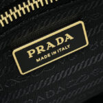 Prada Aimee Large Re-Nylon And Leather Shoulder Bag With Padlock 1BC232 Black