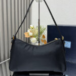 Prada Aimee Large Re-Nylon And Leather Shoulder Bag With Padlock 1BC232 Black