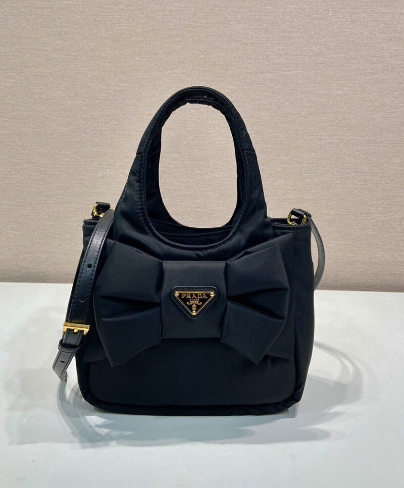 Prada Padded Re-Nylon Mini-bag With Bow 1BA359 Black