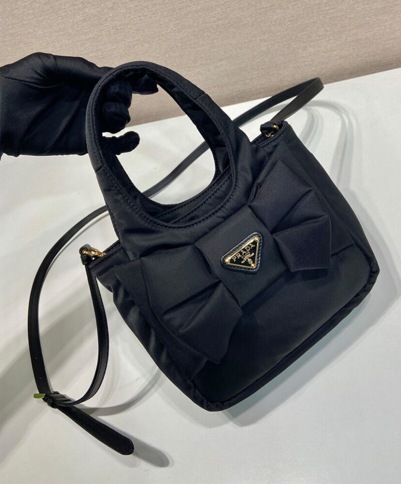 Prada Padded Re-Nylon Mini-bag With Bow 1BA359 Black