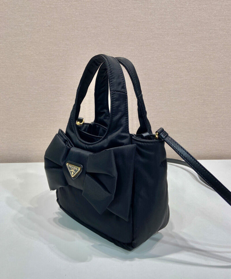 Prada Padded Re-Nylon Mini-bag With Bow 1BA359 Black
