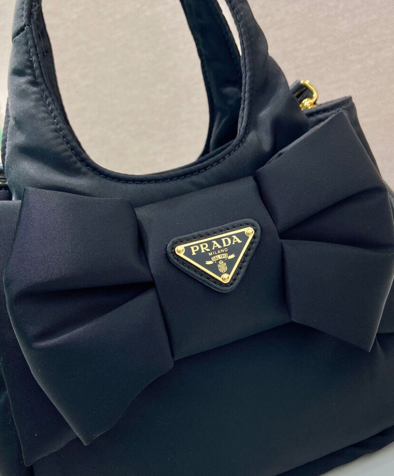 Prada Padded Re-Nylon Mini-bag With Bow 1BA359 Black