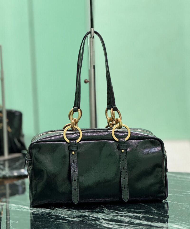 Prada Dangle Medium Leather Top-handle Bag Black