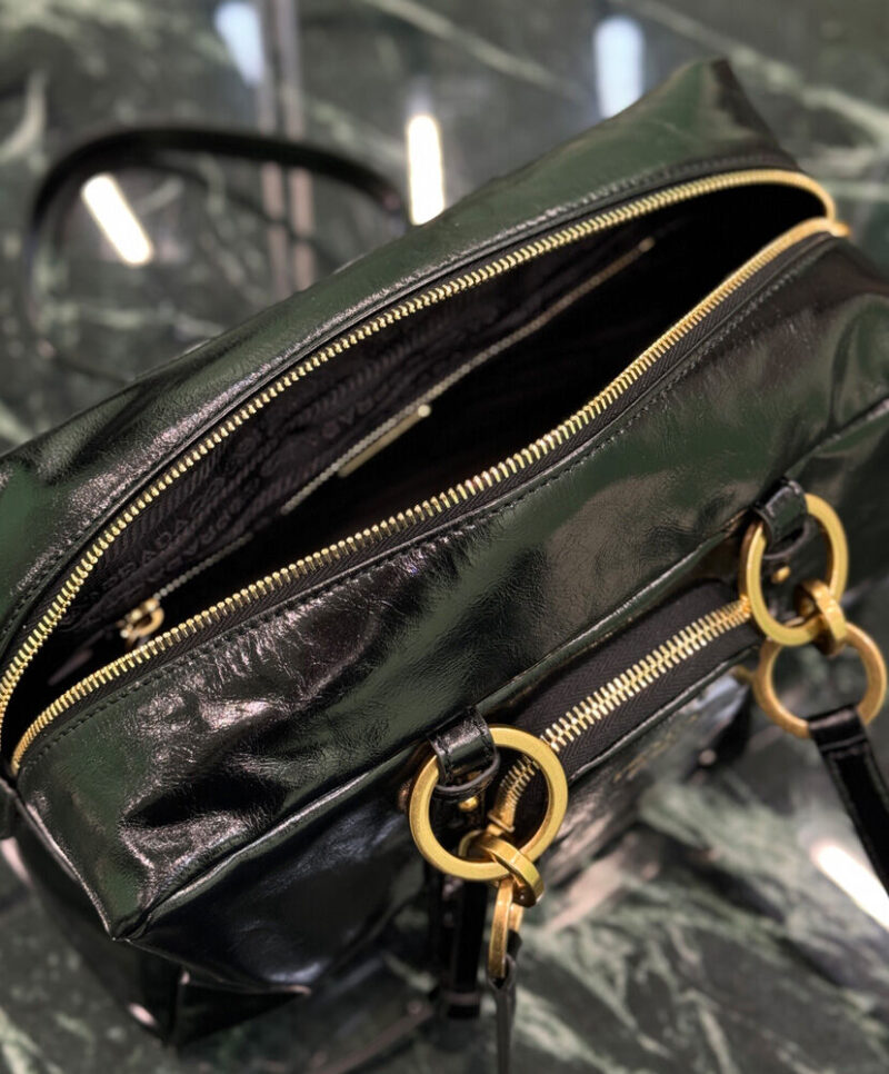 Prada Dangle Medium Leather Top-handle Bag Black