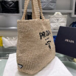 Prada Raffia Tote Bag Apricot
