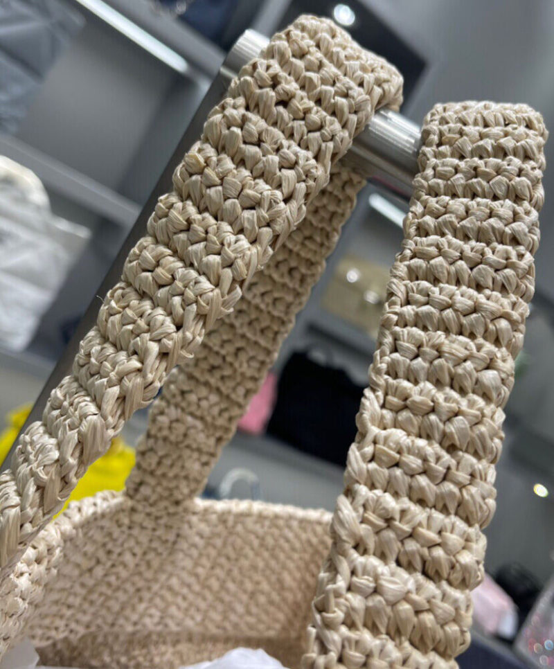 Prada Raffia Tote Bag Apricot