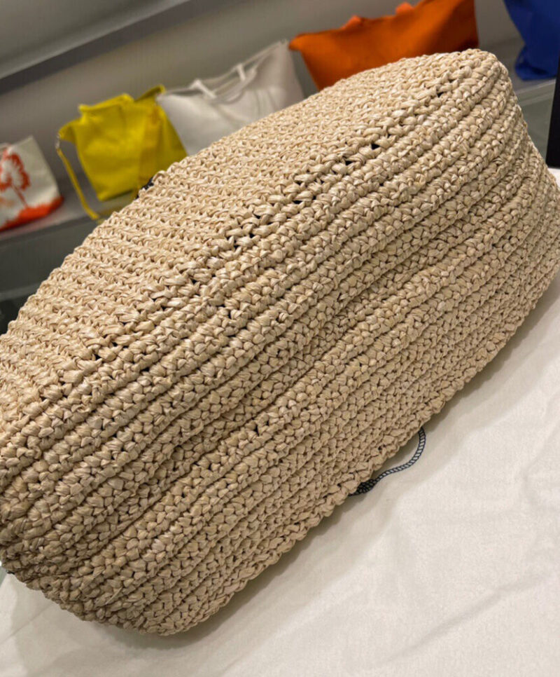 Prada Raffia Tote Bag Apricot