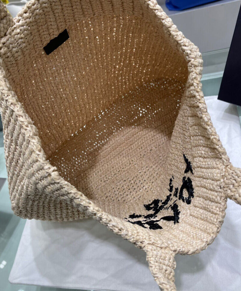Prada Raffia Tote Bag Apricot
